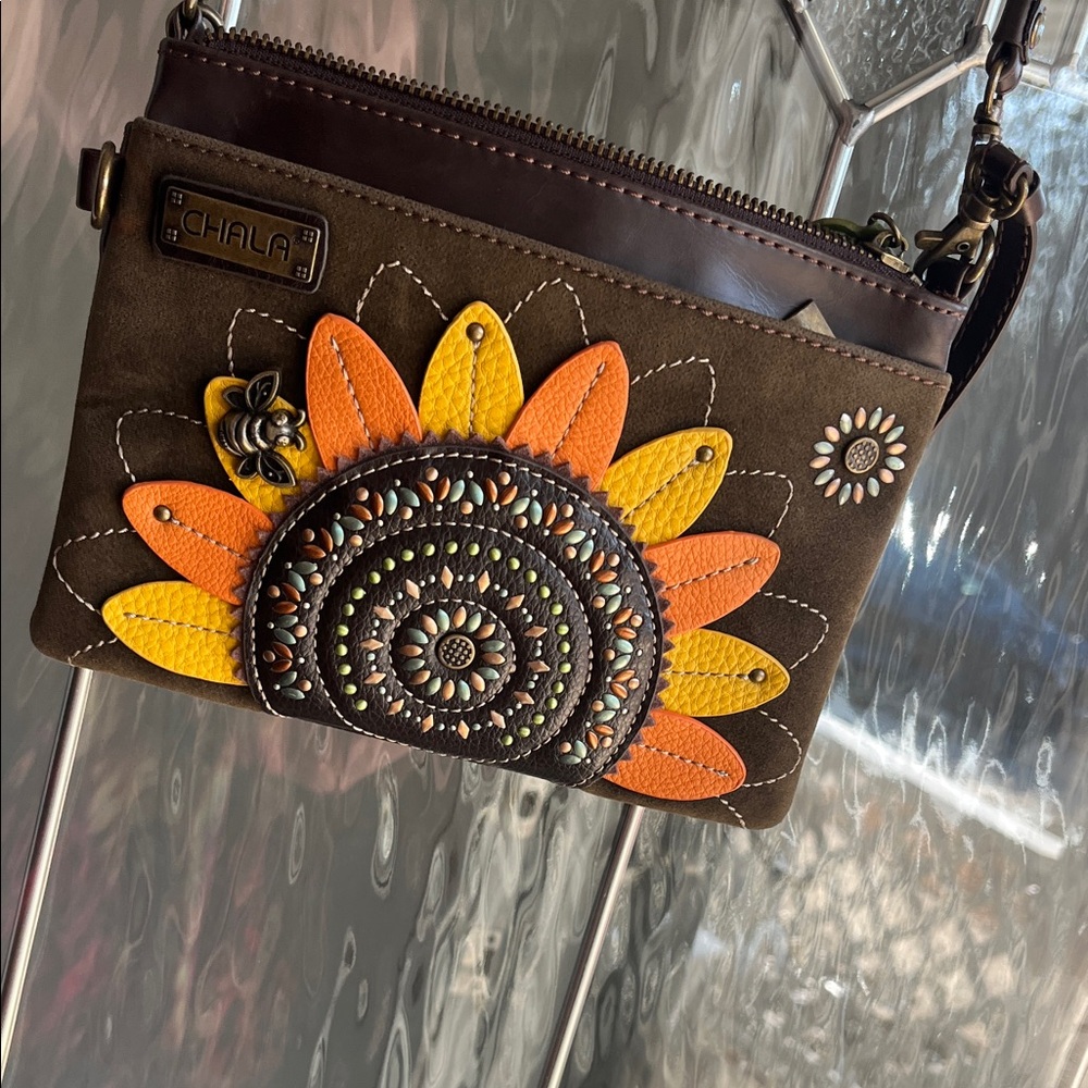Chala Sunflower Clutch in Brown and Orange